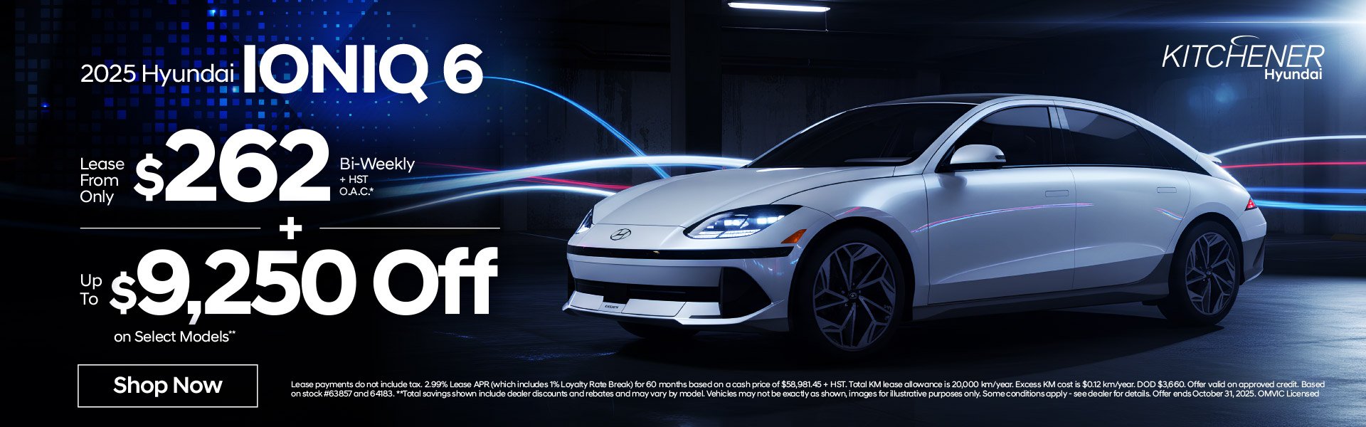 2025 Hyundai IONIQ 6Lease From Only $262 Bi-Weekly + HST O.A.C.*Plus Up To $9,250 Off on Select Models**